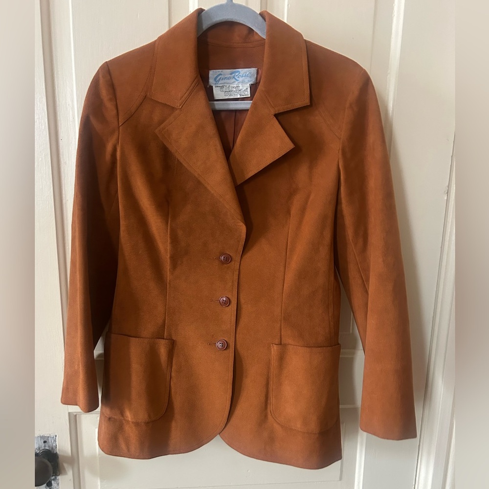 Gino Rossi ROMA vintage suede leather women’s jacket blazer rust sz 8 fits S 2/4